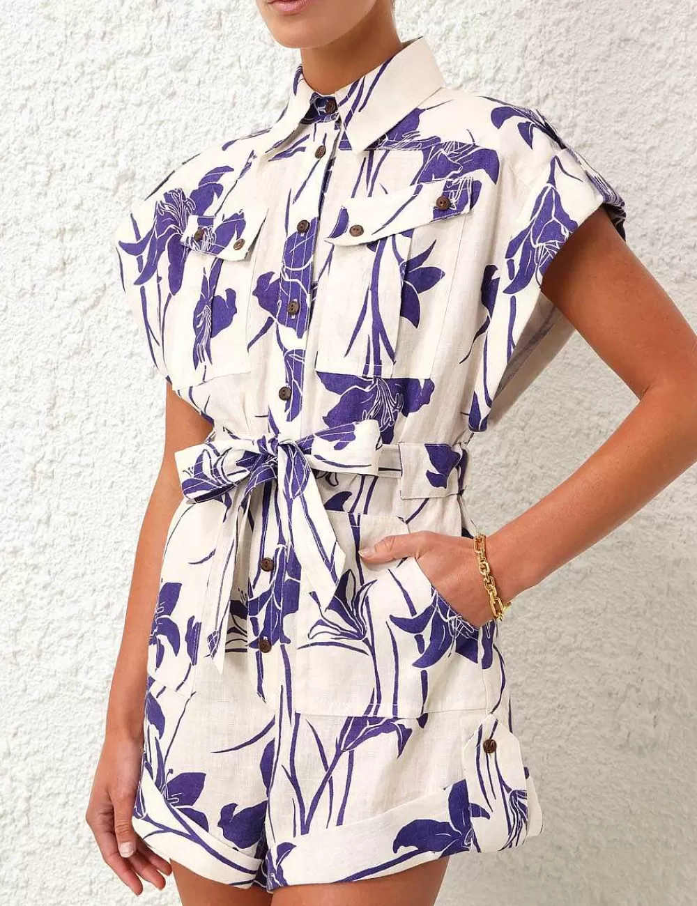 Fashion ZIMMERMANN Acadian Cuffed Playsuit