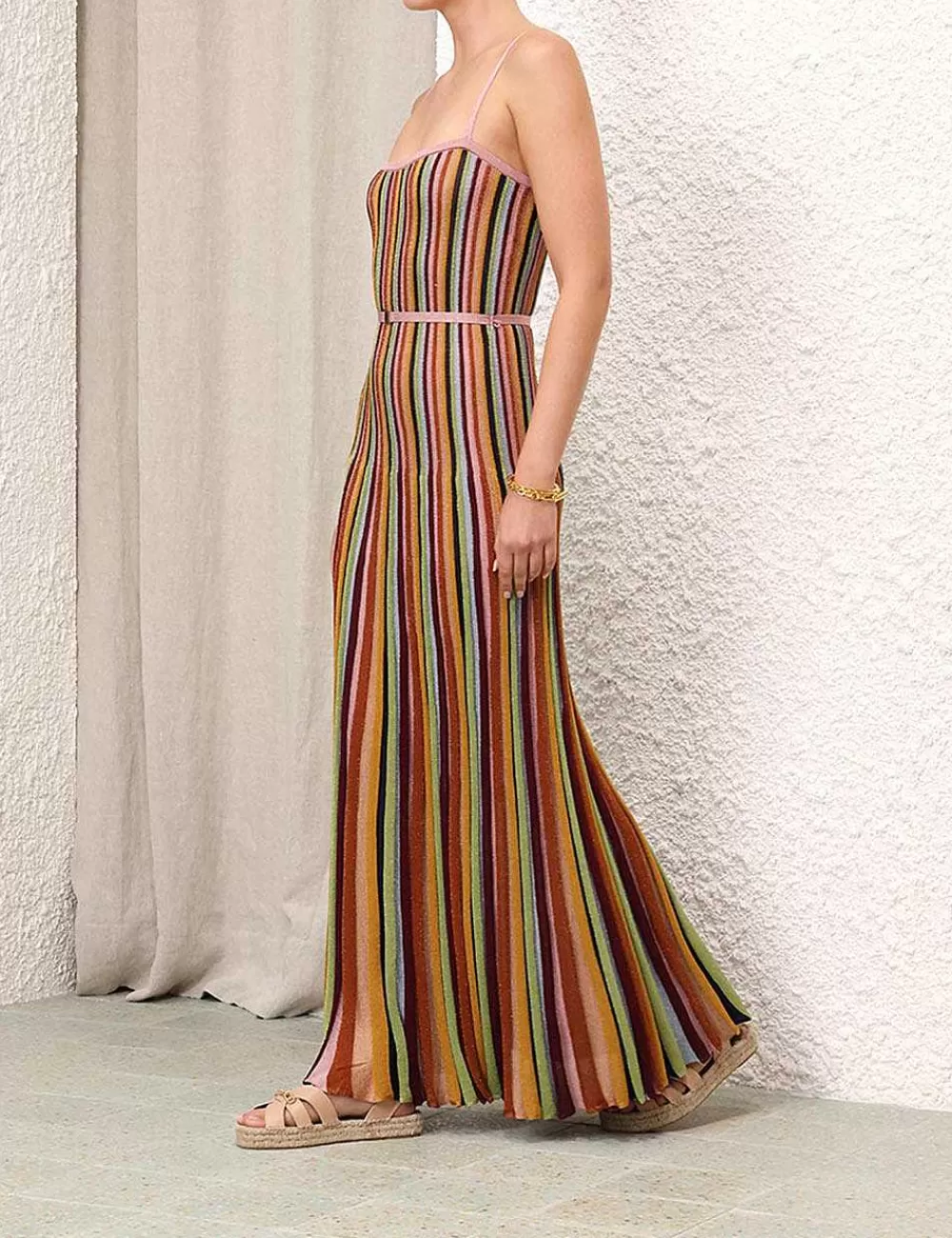 Cheap ZIMMERMANN Alight Stripe Midi Dress