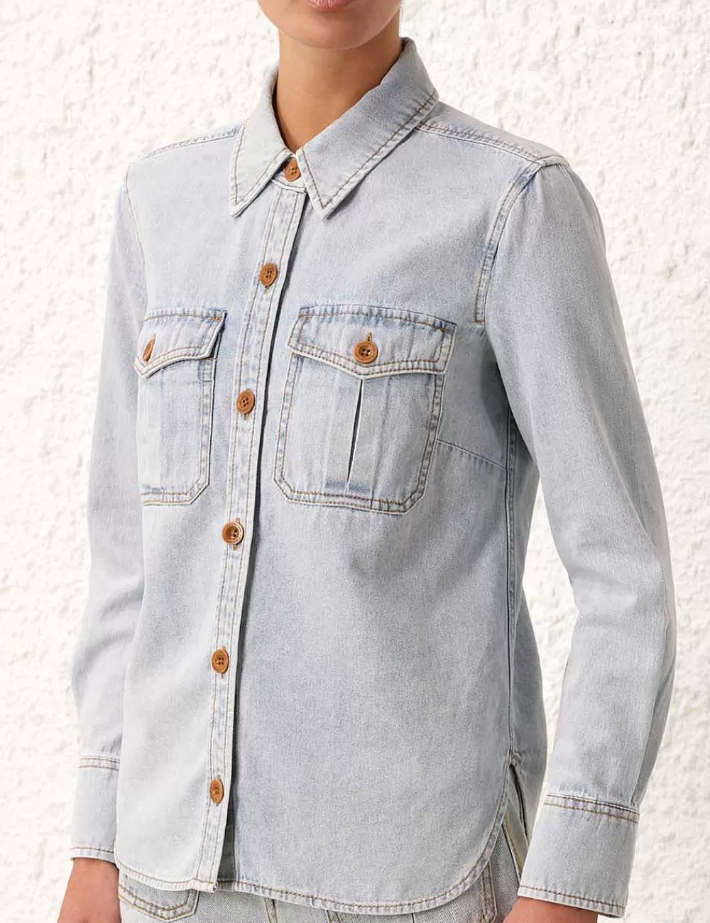 Discount ZIMMERMANN August Denim Body Shirt