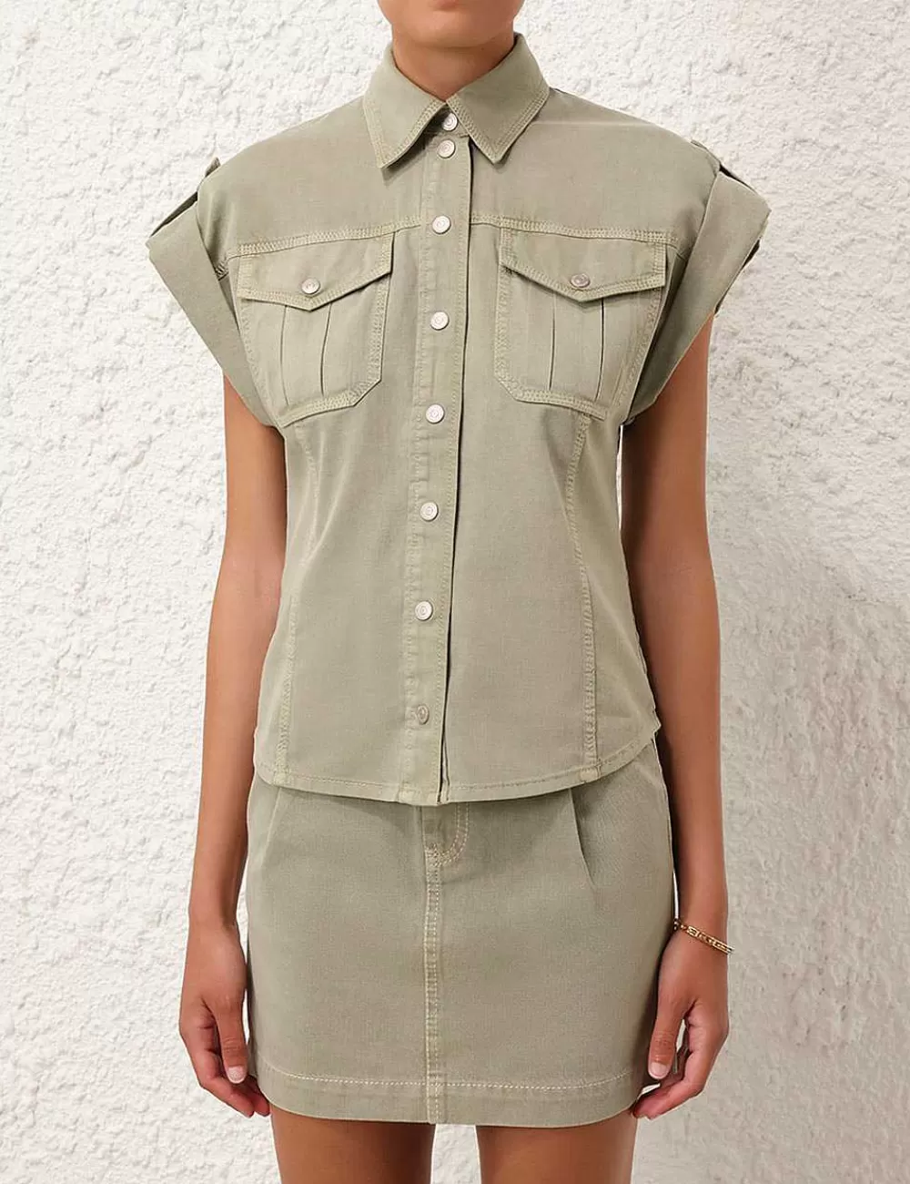 Cheap ZIMMERMANN August Denim Utility Shirt