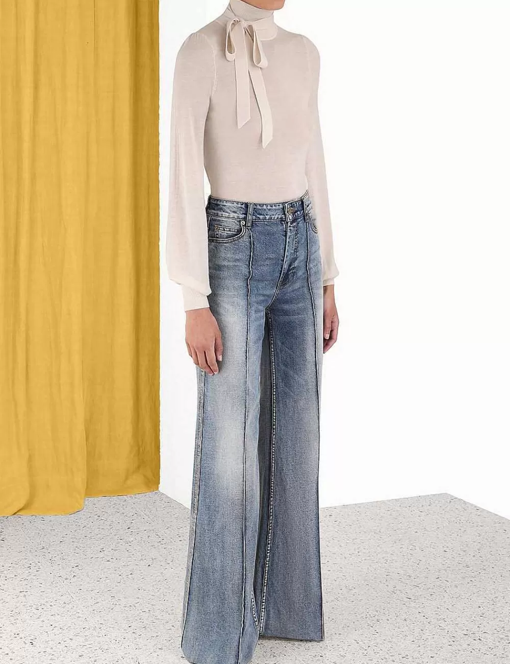 Discount ZIMMERMANN Blouson Tie-Neck Sweater