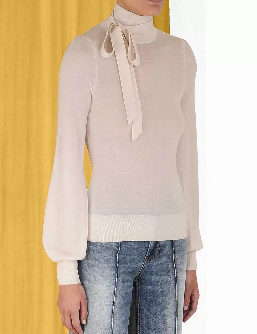 Outlet ZIMMERMANN Blouson Tie-Neck Sweater