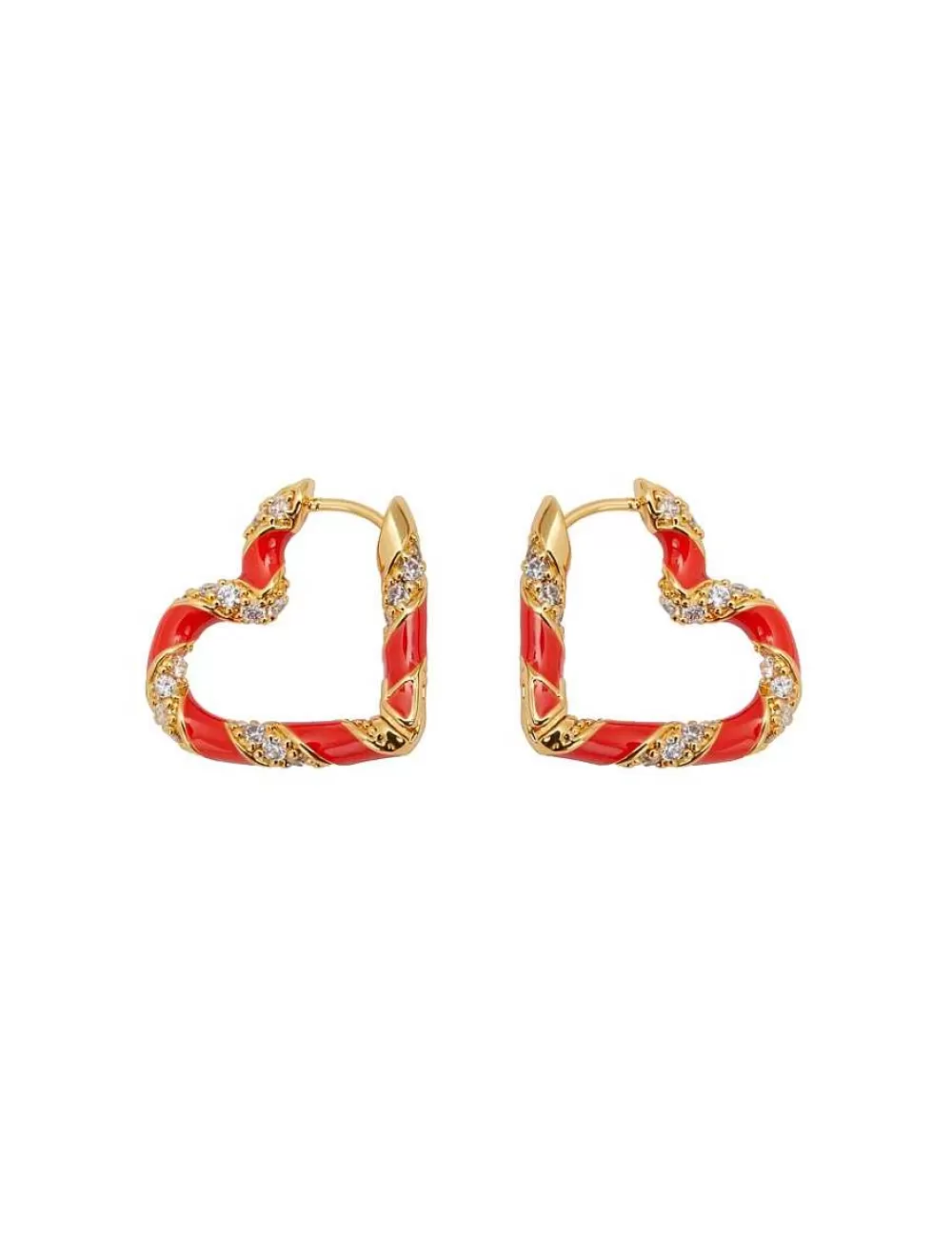 Clearance ZIMMERMANN Candy Stripe Pave Heart Hoops