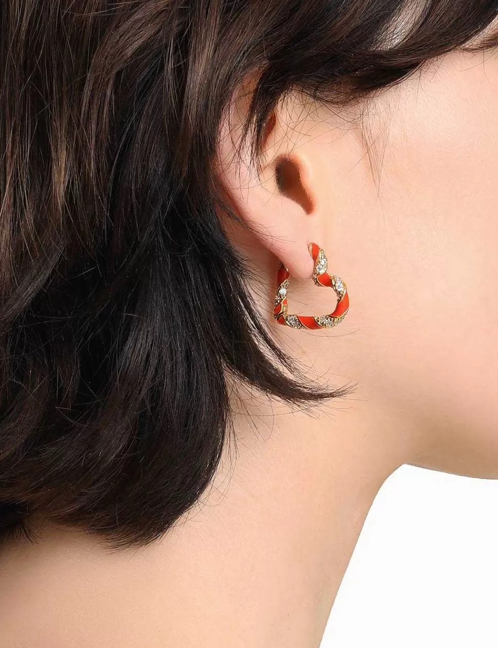 Outlet ZIMMERMANN Candy Stripe Pave Heart Hoops