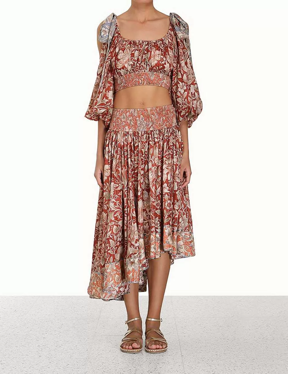 Online ZIMMERMANN Chintz Billow Sleeve Crop Top