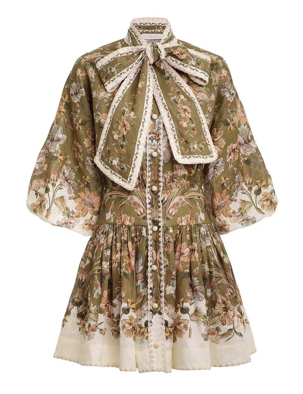 Discount ZIMMERMANN Chintz Tie Neck Mini Dress