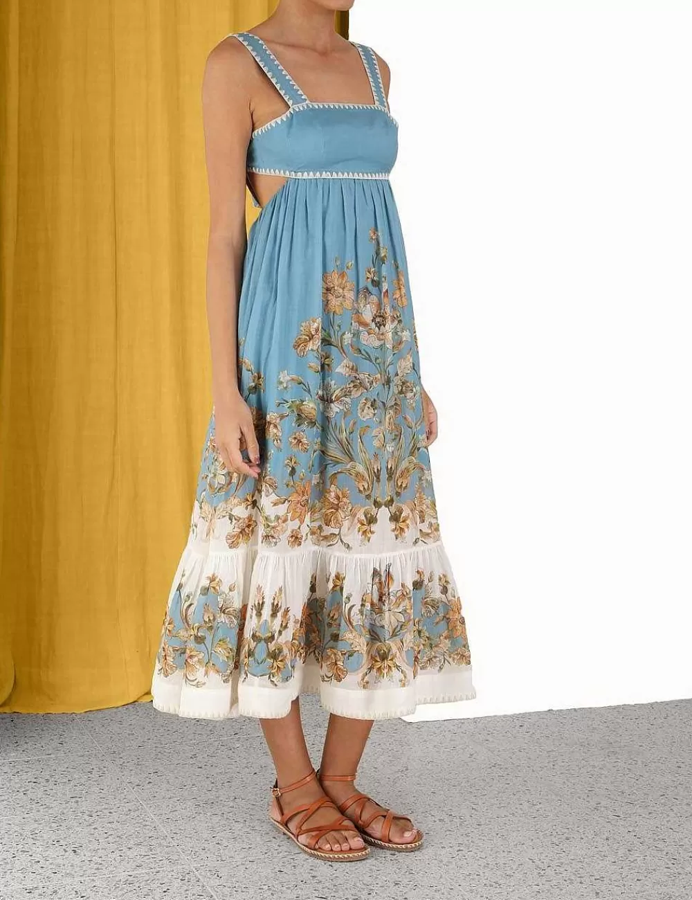 Shop ZIMMERMANN Chintz Tiered Midi Dress