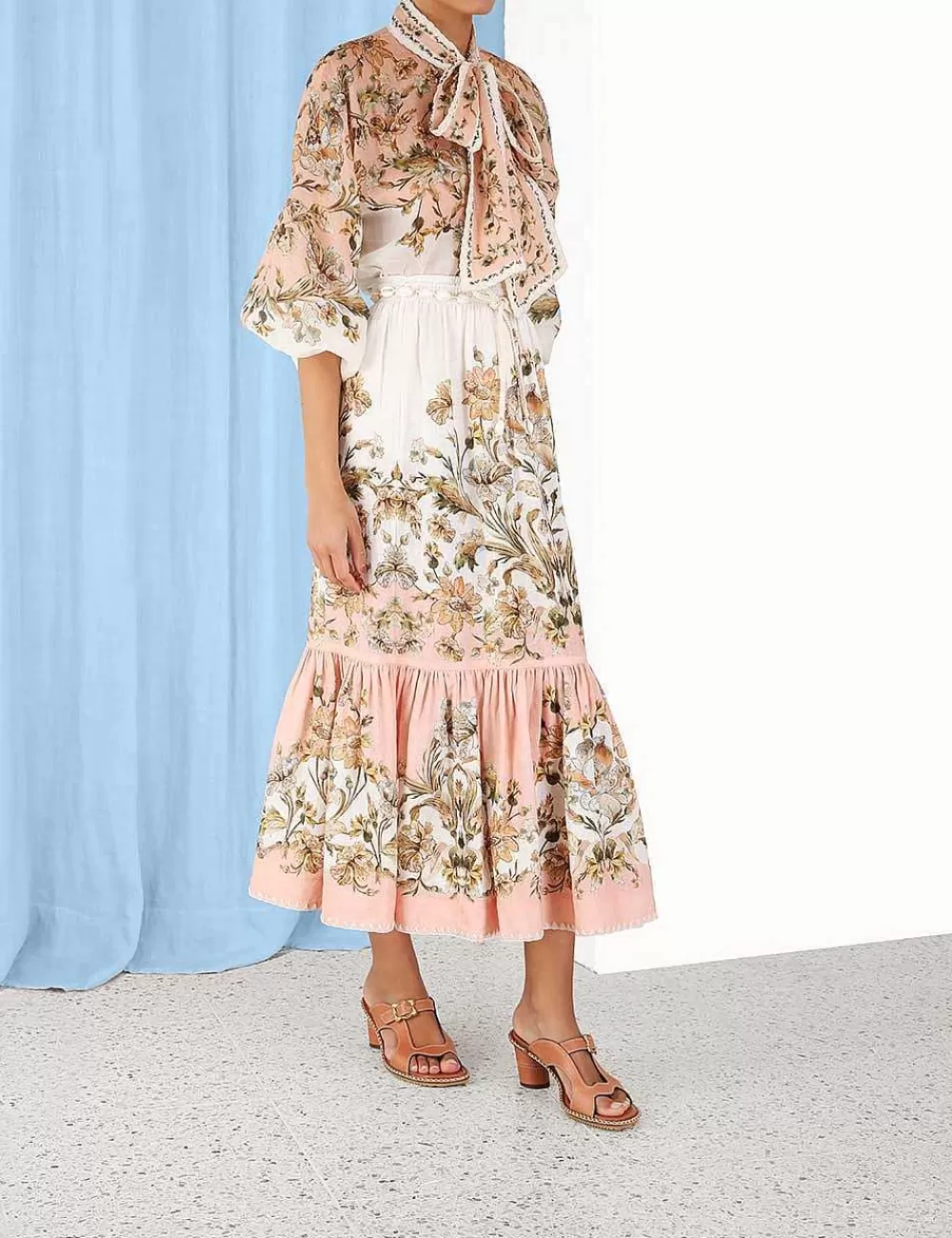 Store ZIMMERMANN Chintz Tiered Midi Skirt