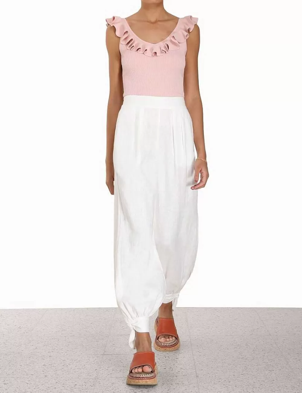 Best ZIMMERMANN Chintz V-Neck Frill Tank