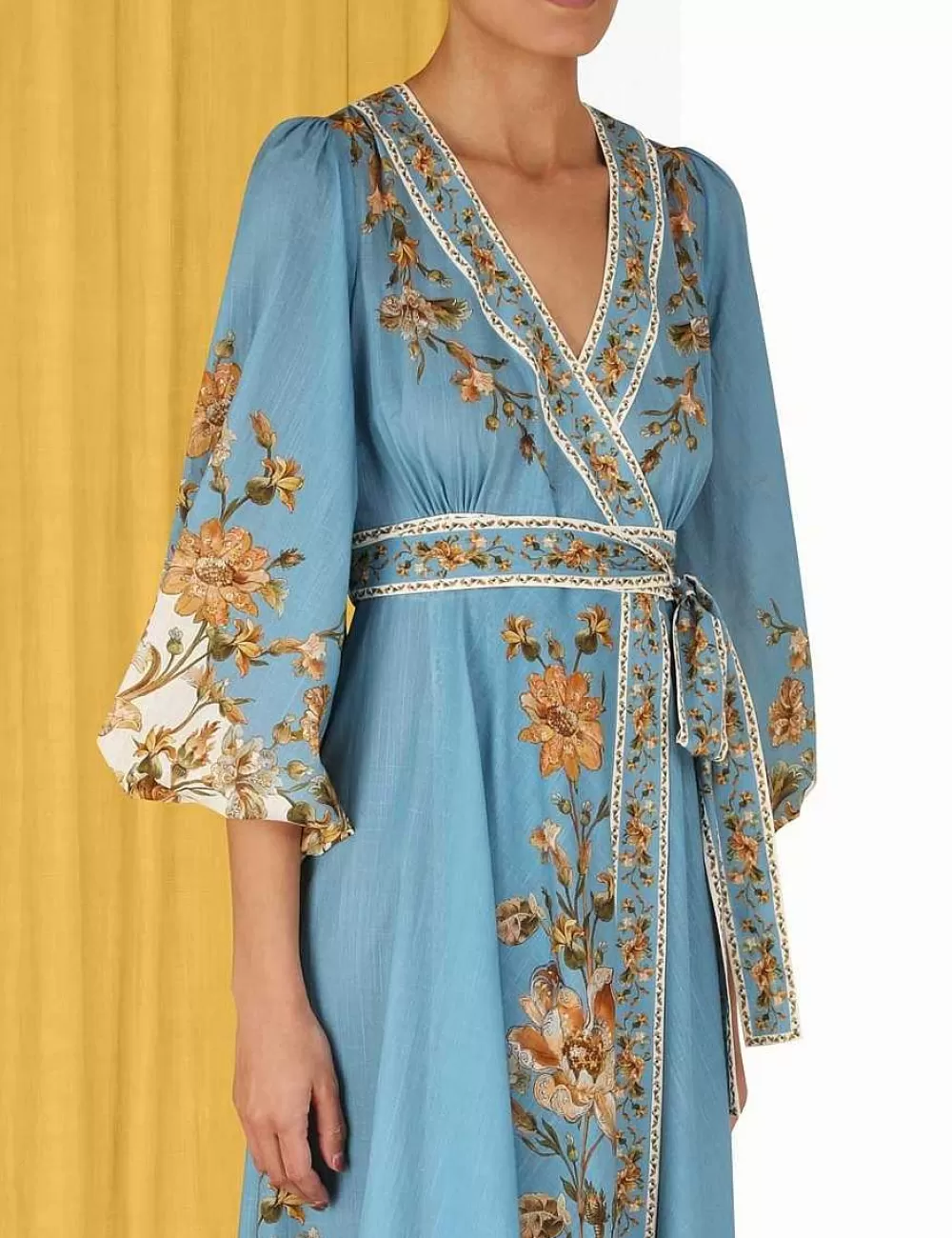 Best ZIMMERMANN Chintz Wrap Midi Dress