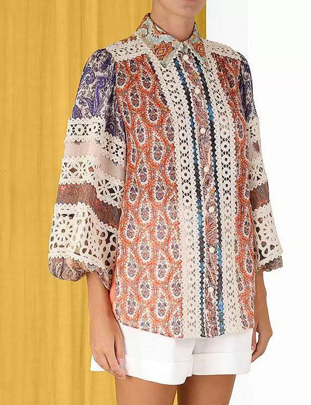 Shop ZIMMERMANN Devi Spliced Billow Blouse