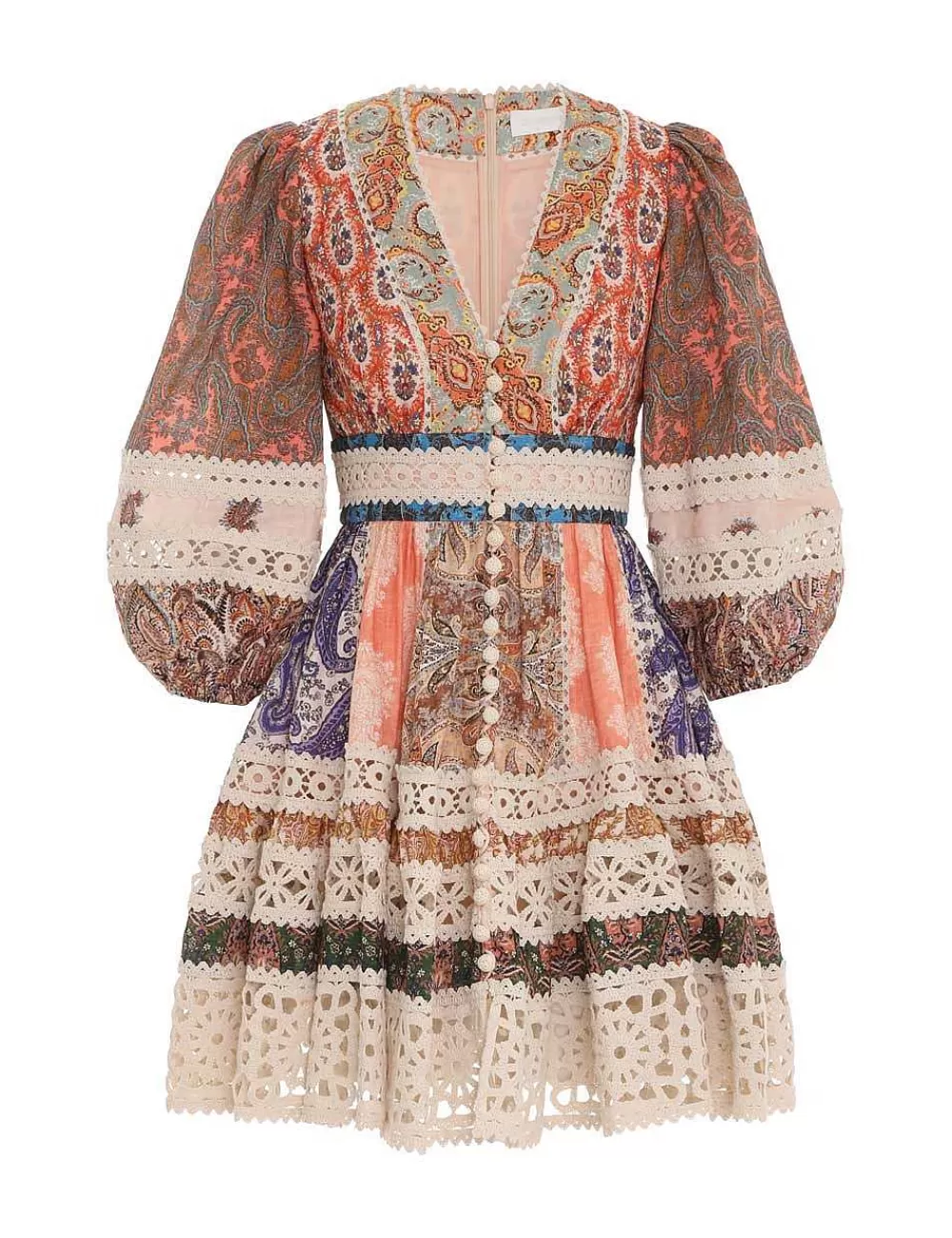 Clearance ZIMMERMANN Devi Spliced Billow Mini Dress