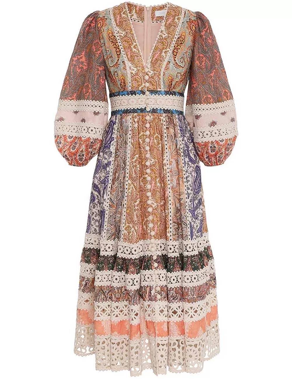 Cheap ZIMMERMANN Devi Spliced Midi Dress