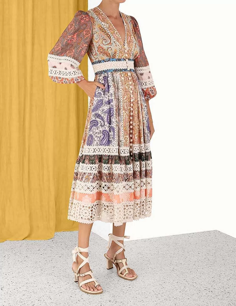 Sale ZIMMERMANN Devi Spliced Midi Dress