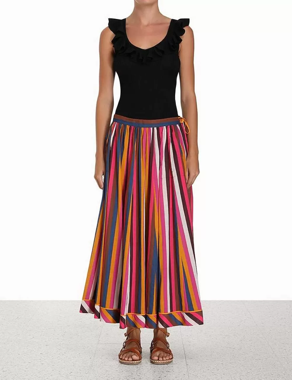 Store ZIMMERMANN Devi V-Neck Frill Tank