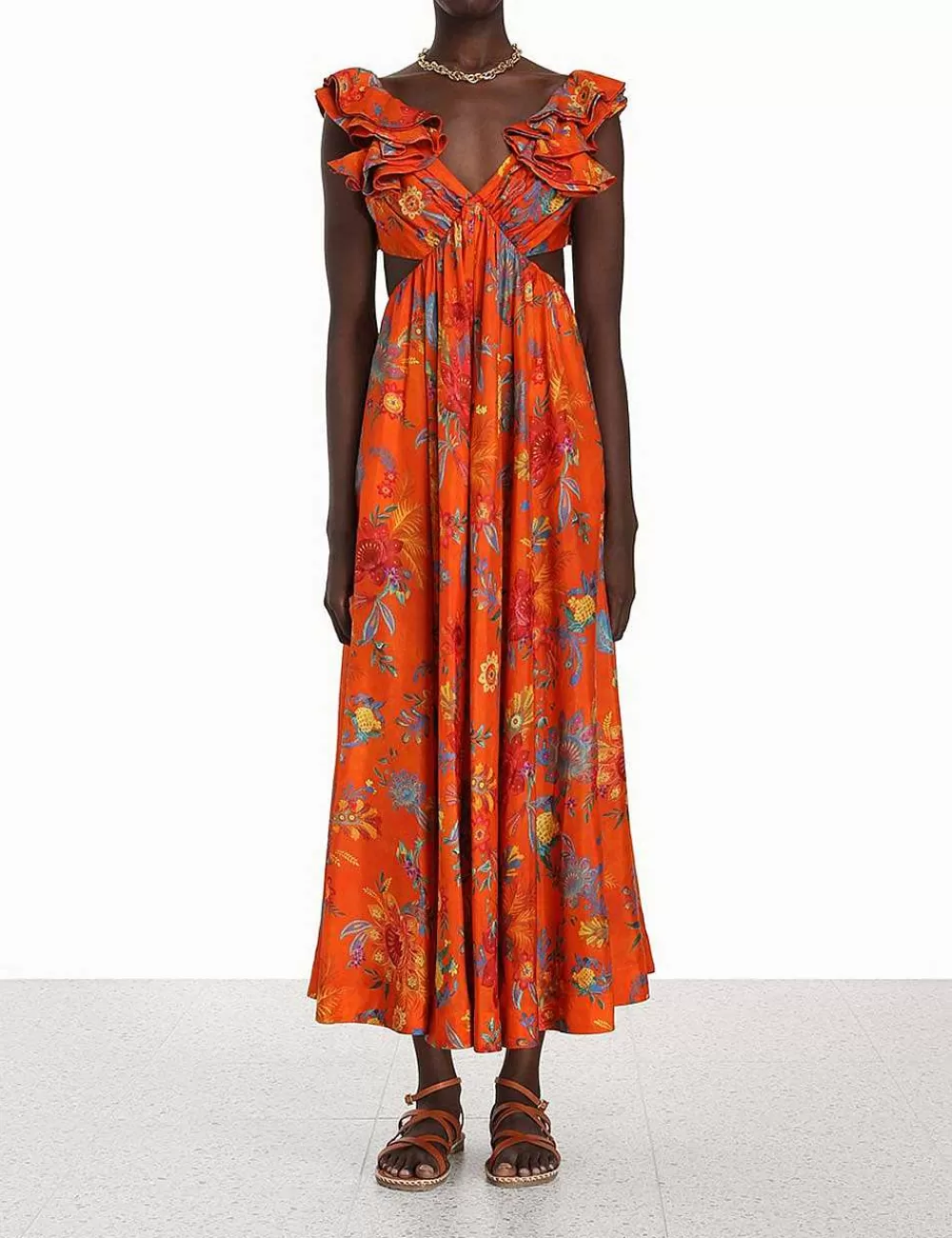 Clearance ZIMMERMANN Ginger Frill Midi Dress