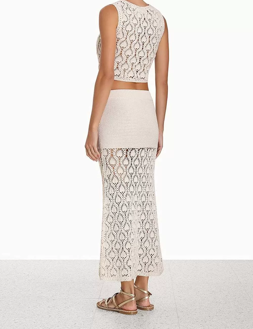 Discount ZIMMERMANN Ginger Hand Crochet Midi Skirt