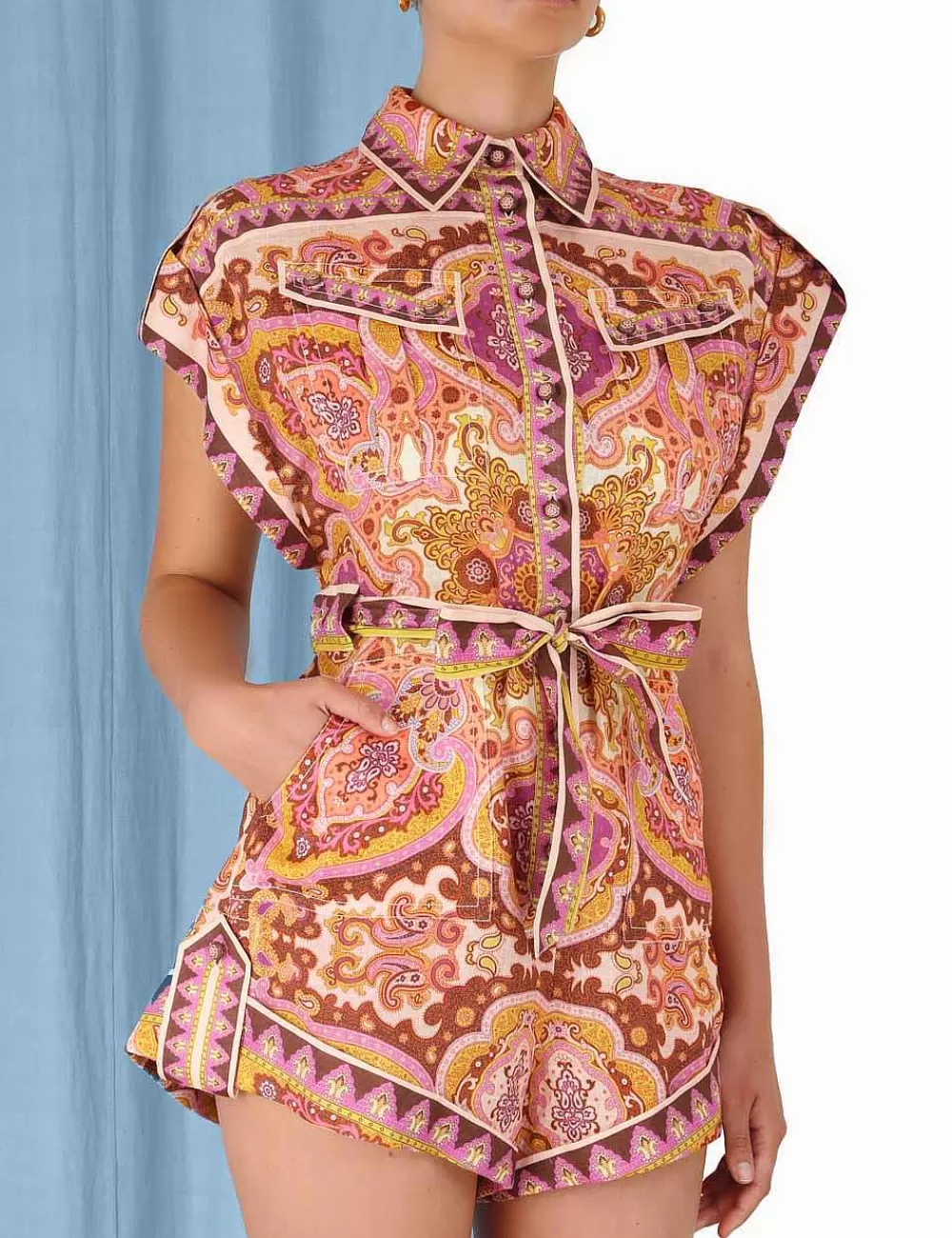 Best ZIMMERMANN Halcyon Cuffed Playsuit