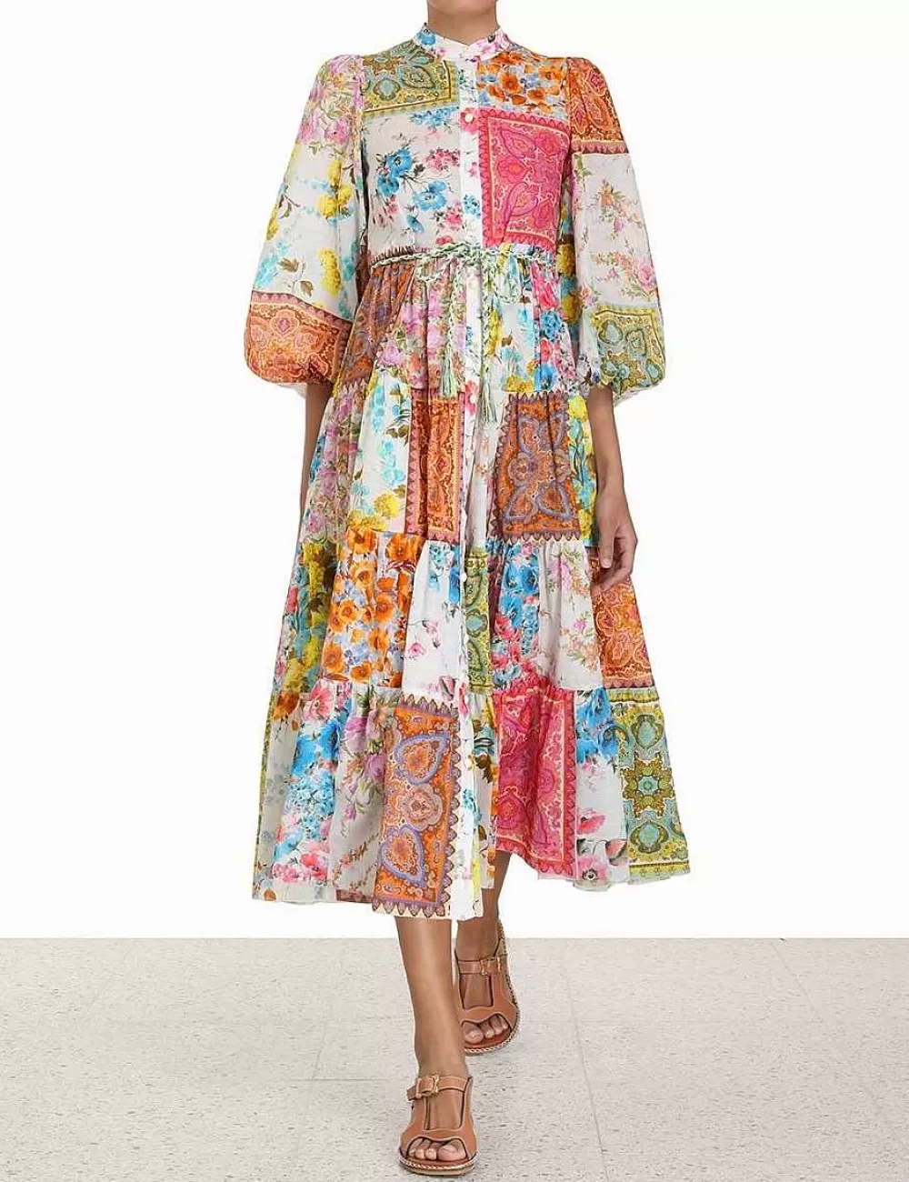 Clearance ZIMMERMANN Halcyon Tiered Midi Dress