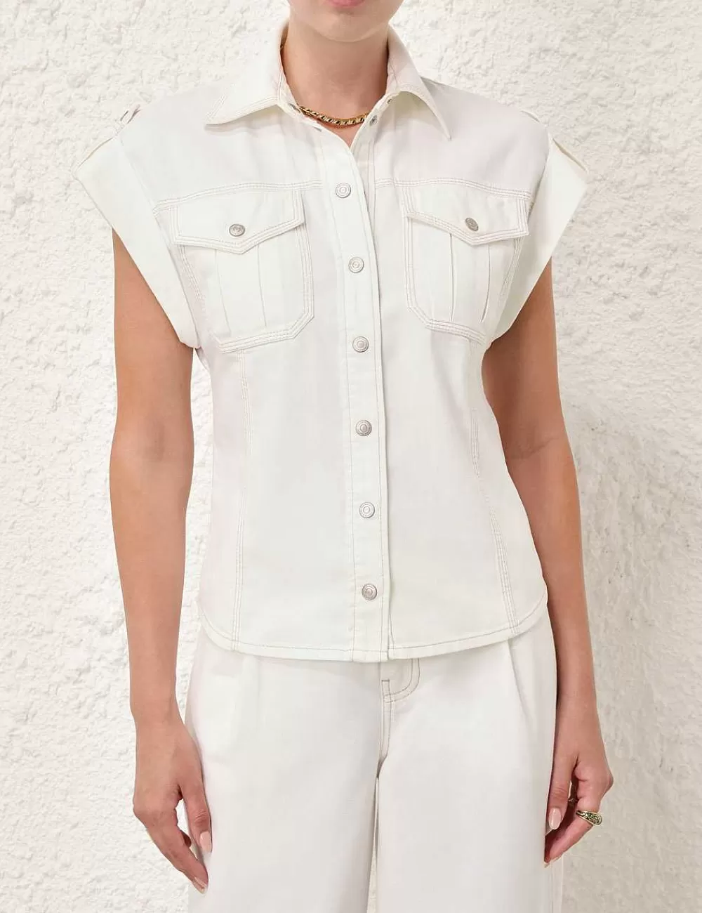Online ZIMMERMANN Junie Denim Utility Shirt