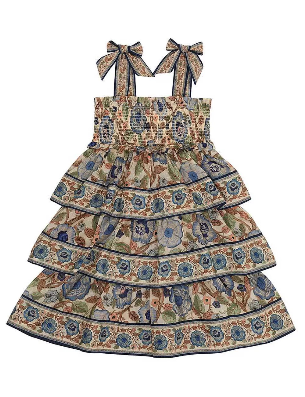 Shop ZIMMERMANN Junie Shirred Tiered Dress