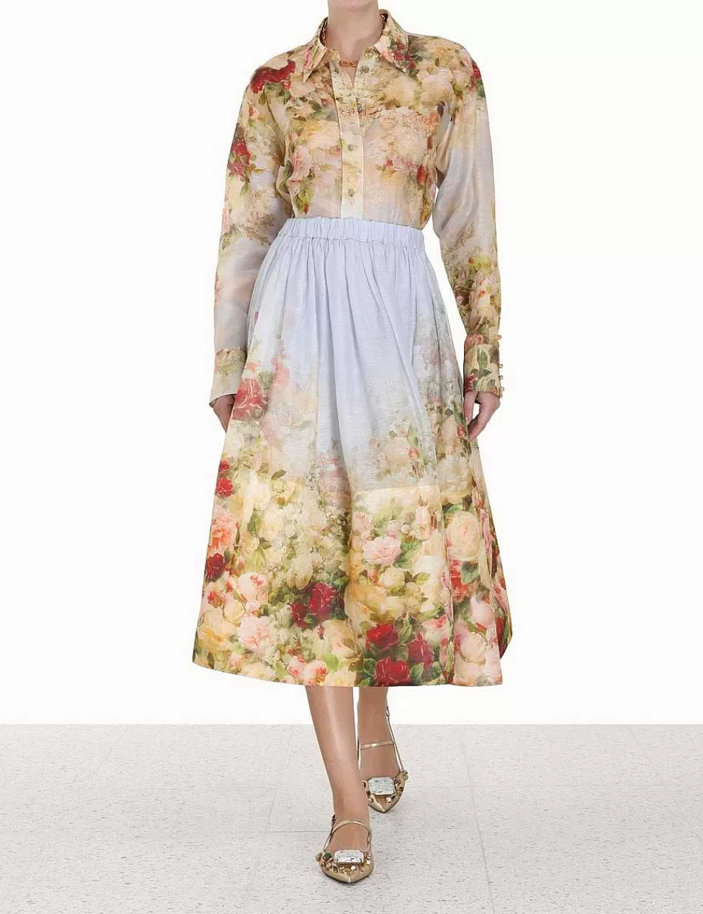 Shop ZIMMERMANN Luminosity Button Up Shirt