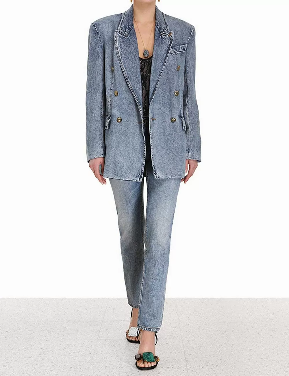 Fashion ZIMMERMANN Luminosity Denim Blazer