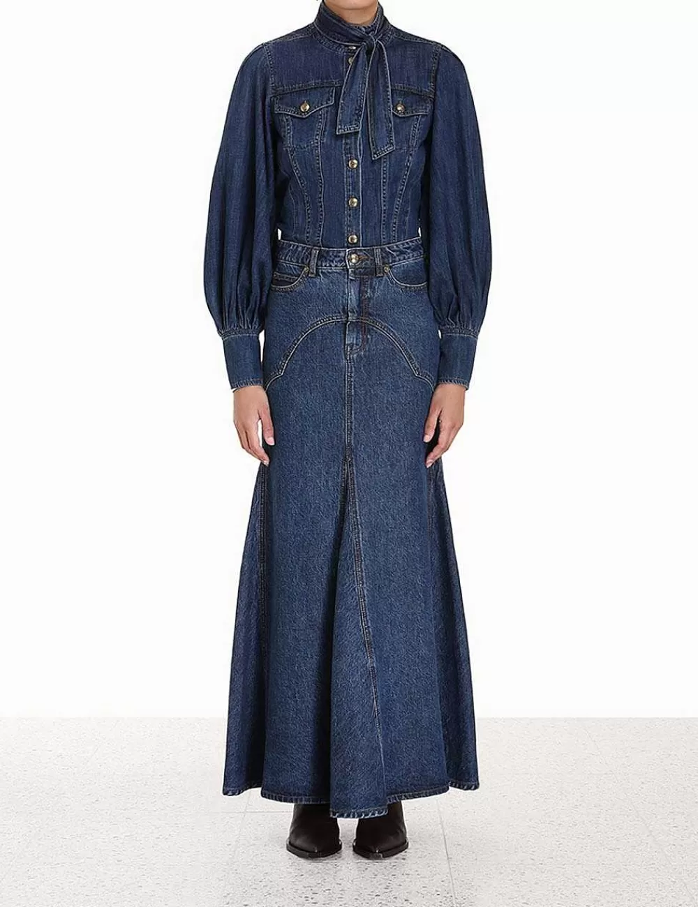 Cheap ZIMMERMANN Luminosity Denim Corset Shirt