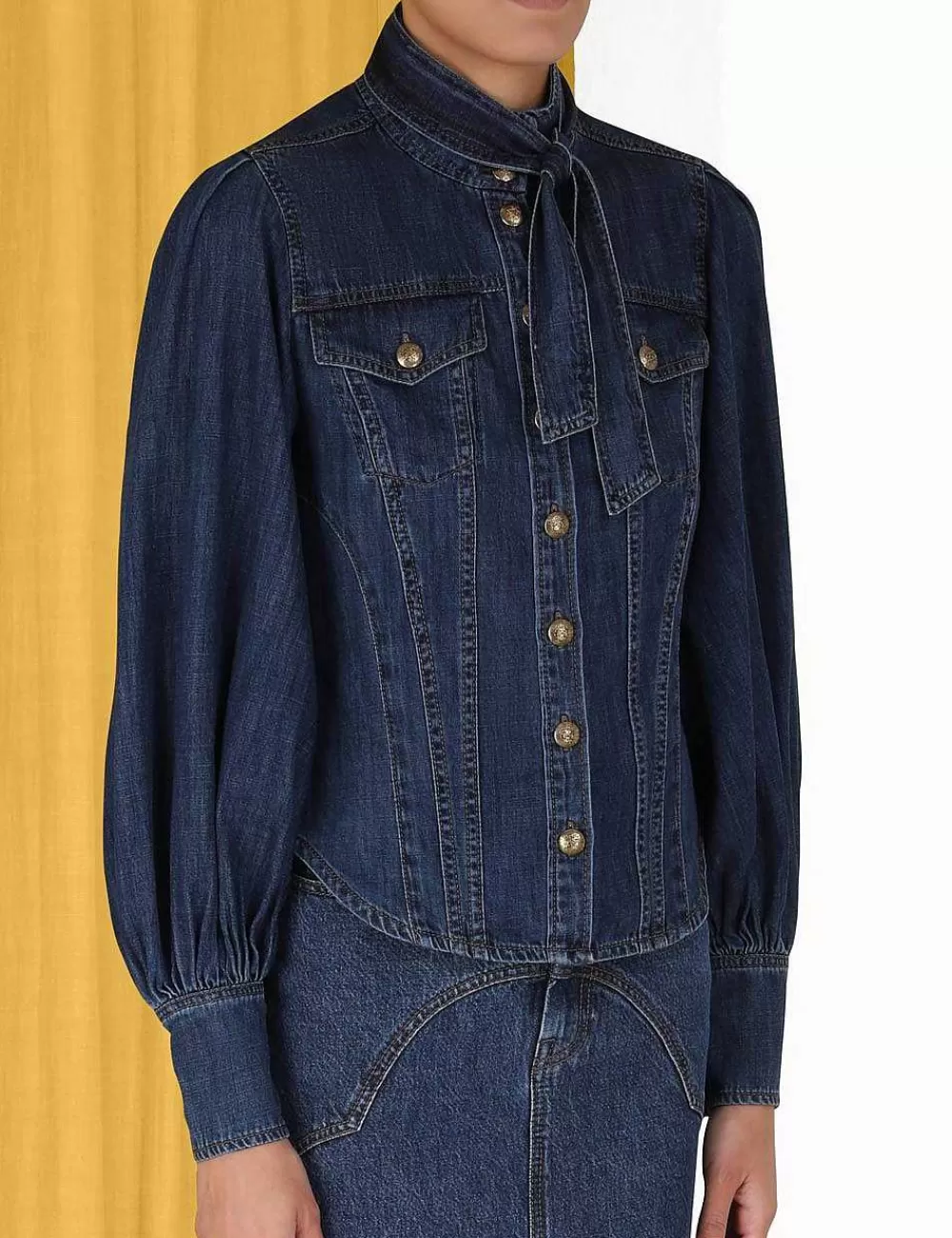 Cheap ZIMMERMANN Luminosity Denim Corset Shirt