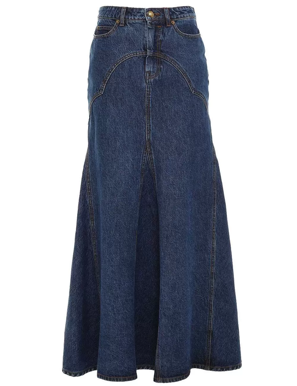 Shop ZIMMERMANN Luminosity Denim Maxi Skirt