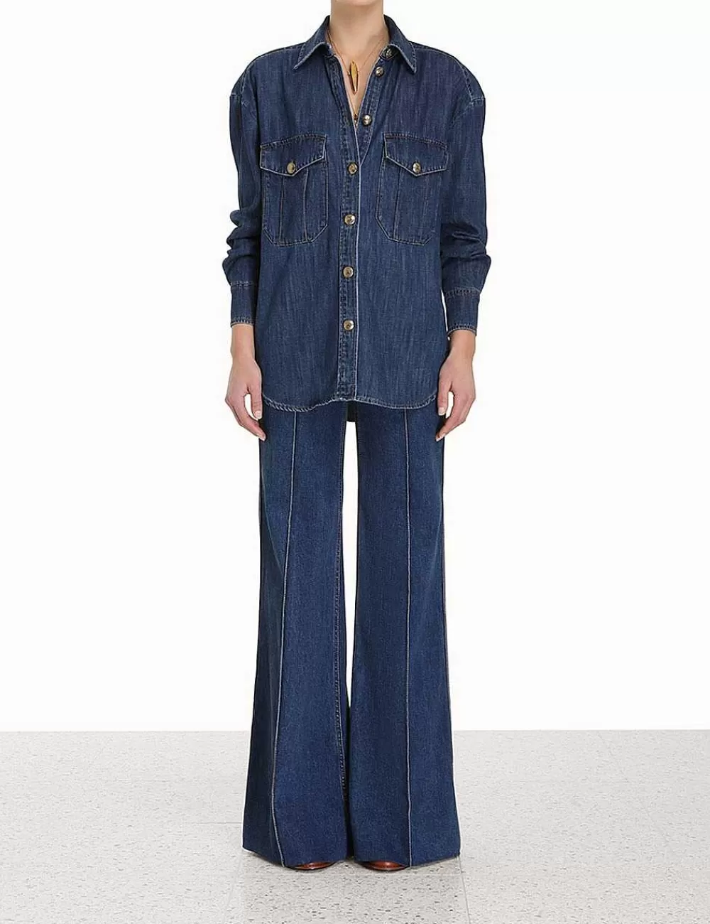 Outlet ZIMMERMANN Luminosity Denim Shirt