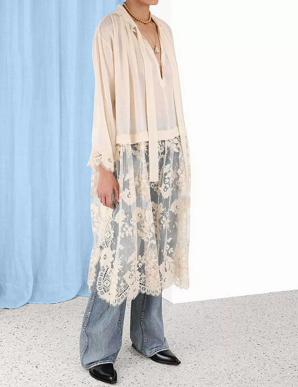 Store ZIMMERMANN Luminosity Lace Shirt