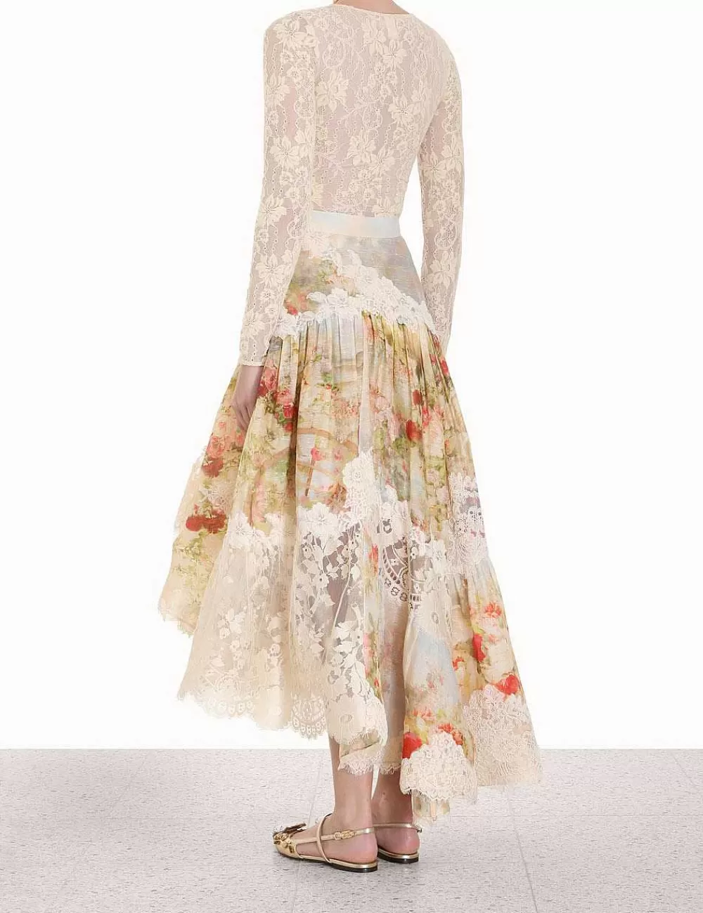 Fashion ZIMMERMANN Luminosity Lace Spliced Skirt