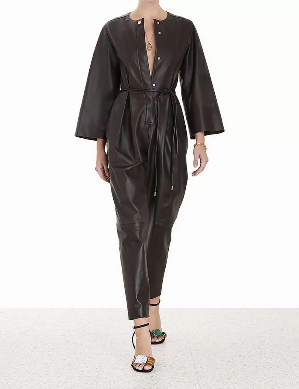 New ZIMMERMANN Luminosity Leather Jumpsuit