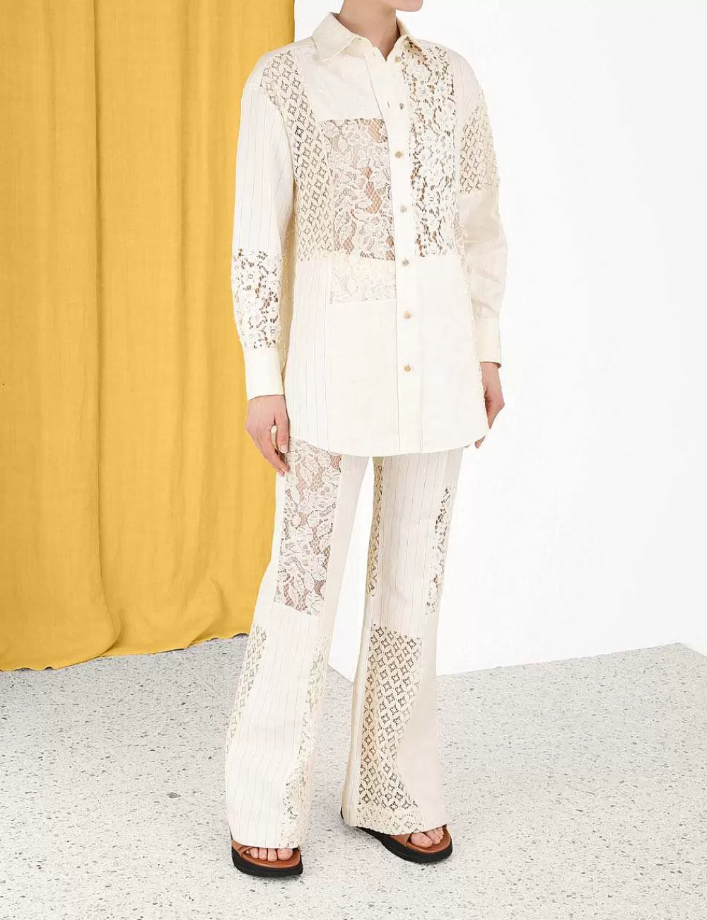 Cheap ZIMMERMANN Luminosity Patch Lace Shirt