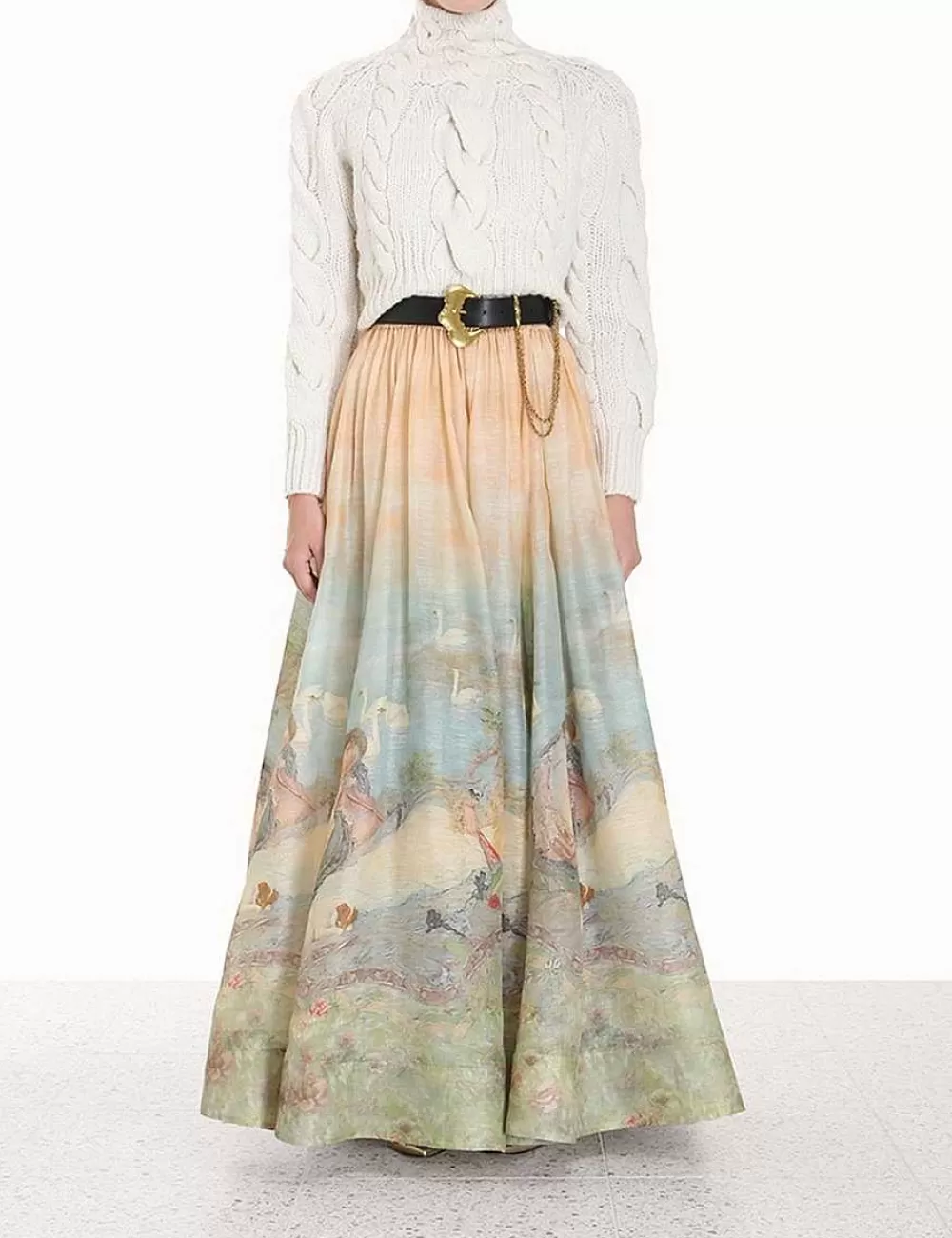 Shop ZIMMERMANN Luminosity Ruched Maxi Skirt