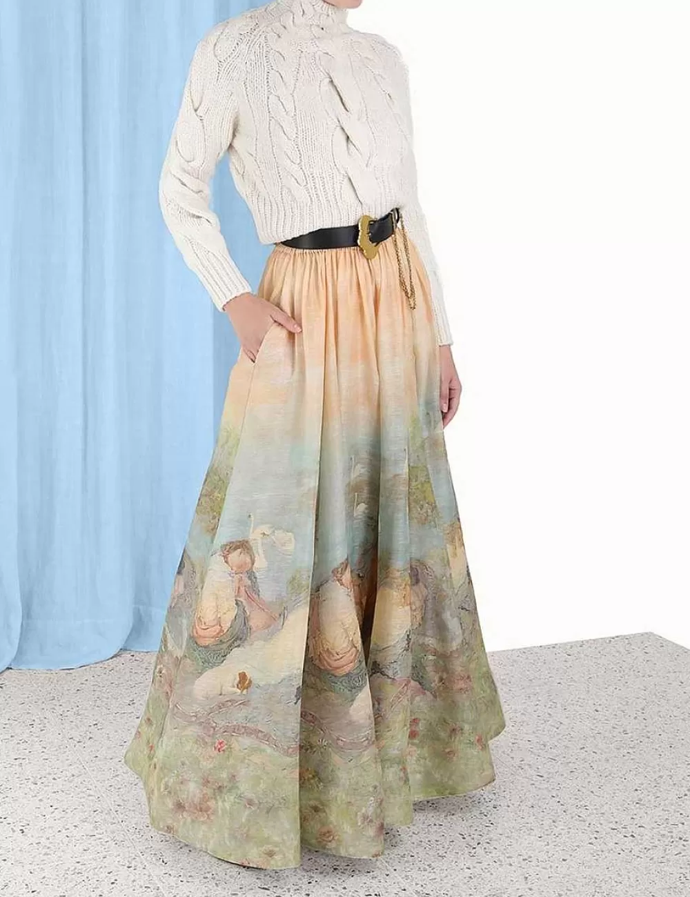 Shop ZIMMERMANN Luminosity Ruched Maxi Skirt
