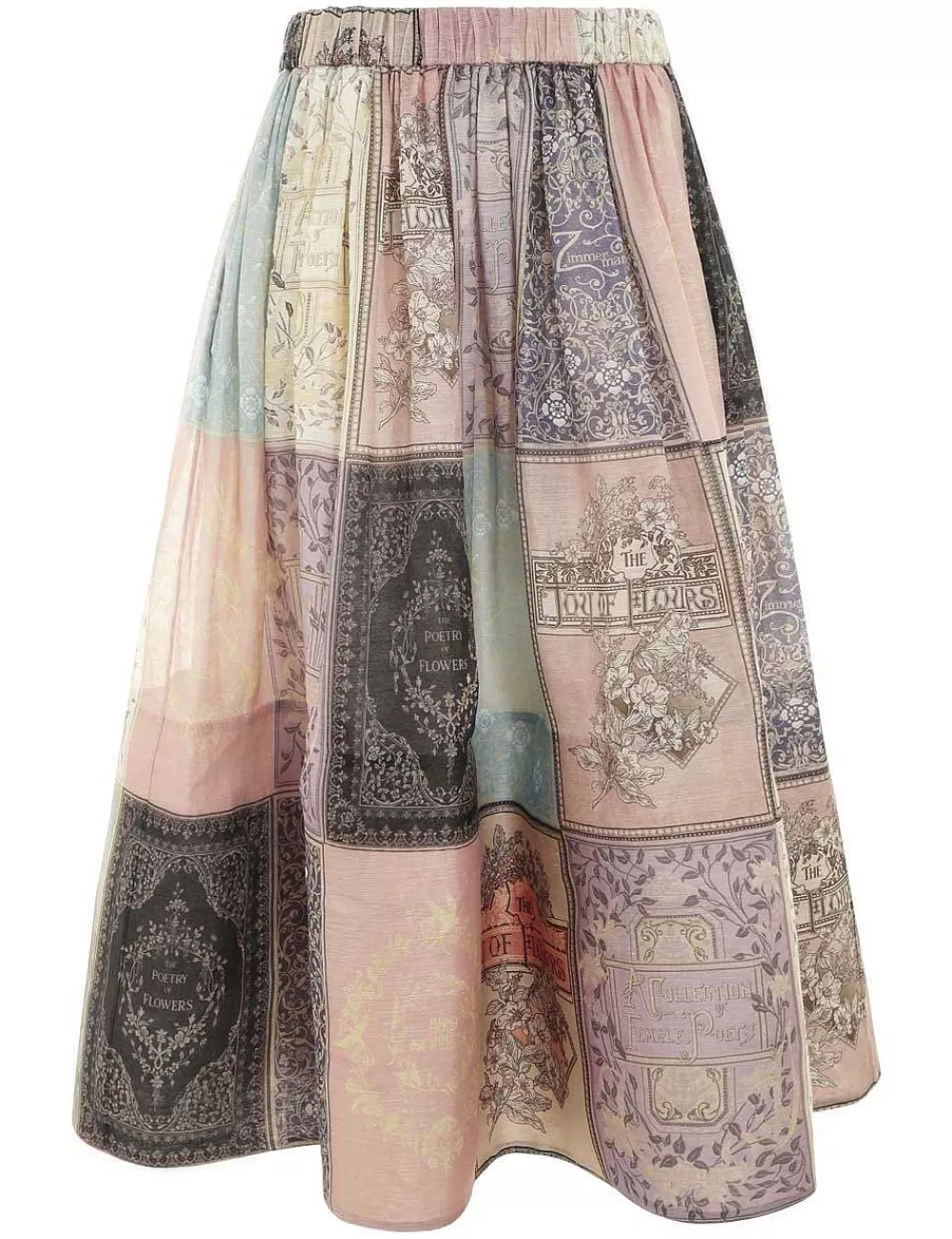 New ZIMMERMANN Lyrical Book Print Midi Skirt