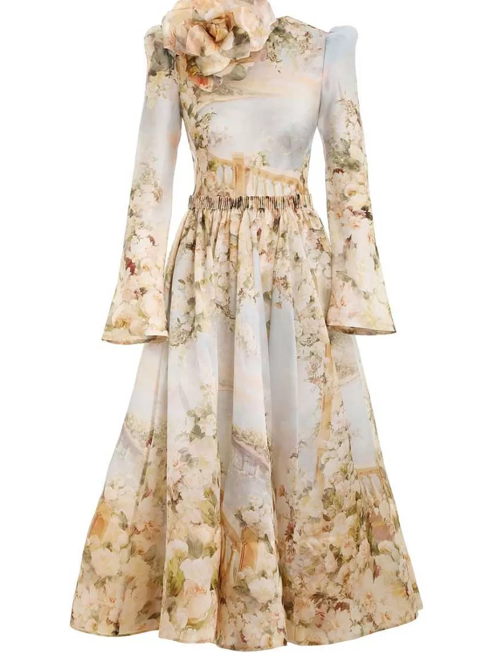 Store ZIMMERMANN Lyrical Ruched Midi Dress