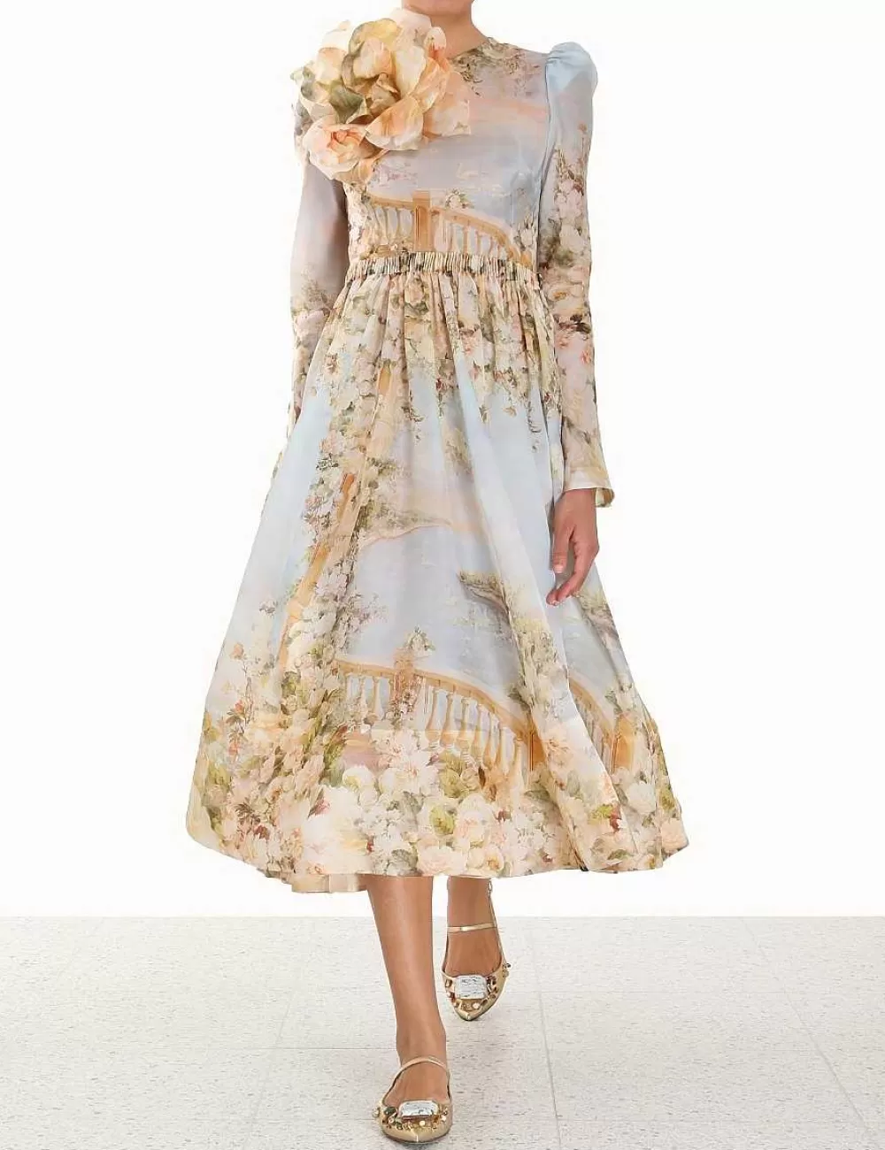 Clearance ZIMMERMANN Lyrical Ruched Midi Dress