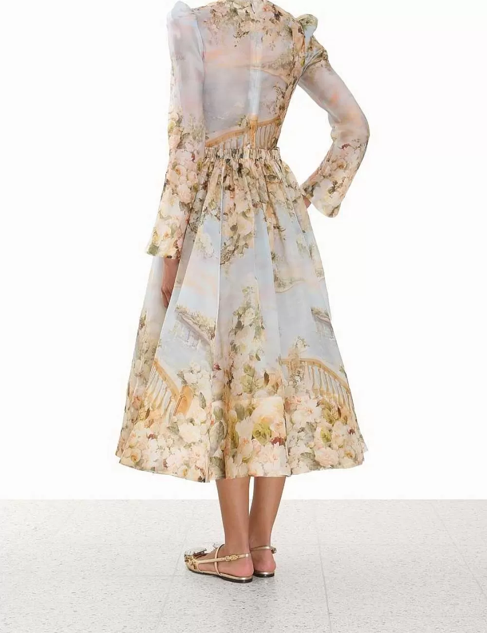 Store ZIMMERMANN Lyrical Ruched Midi Dress