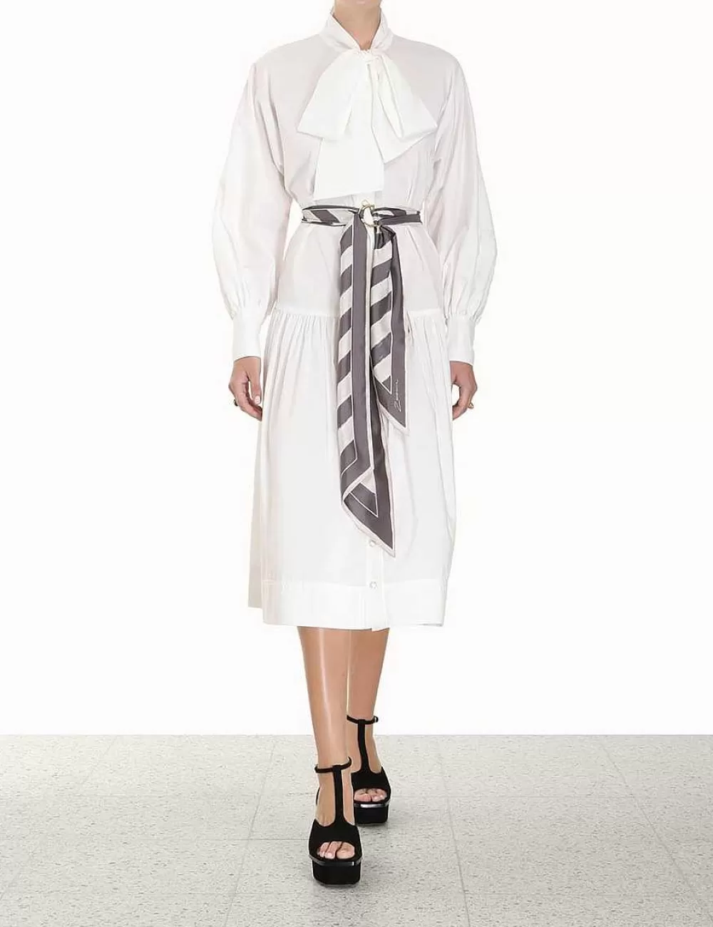 Clearance ZIMMERMANN Lyrical Scarf Tie Shirt Dress