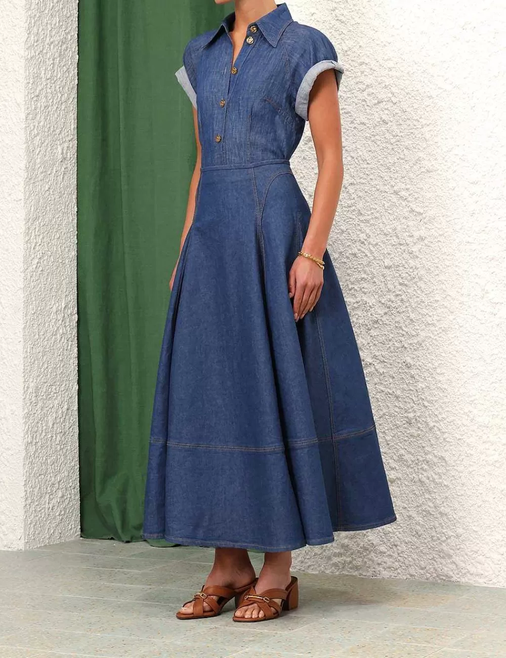 Cheap ZIMMERMANN Matchmaker Denim Flare Skirt