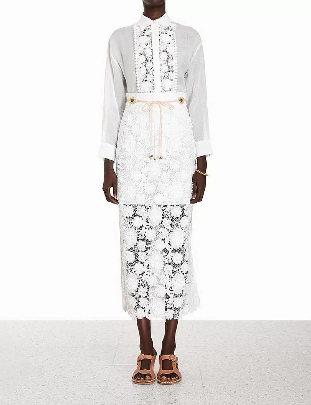 Store ZIMMERMANN Raie Lace Flower Shirt