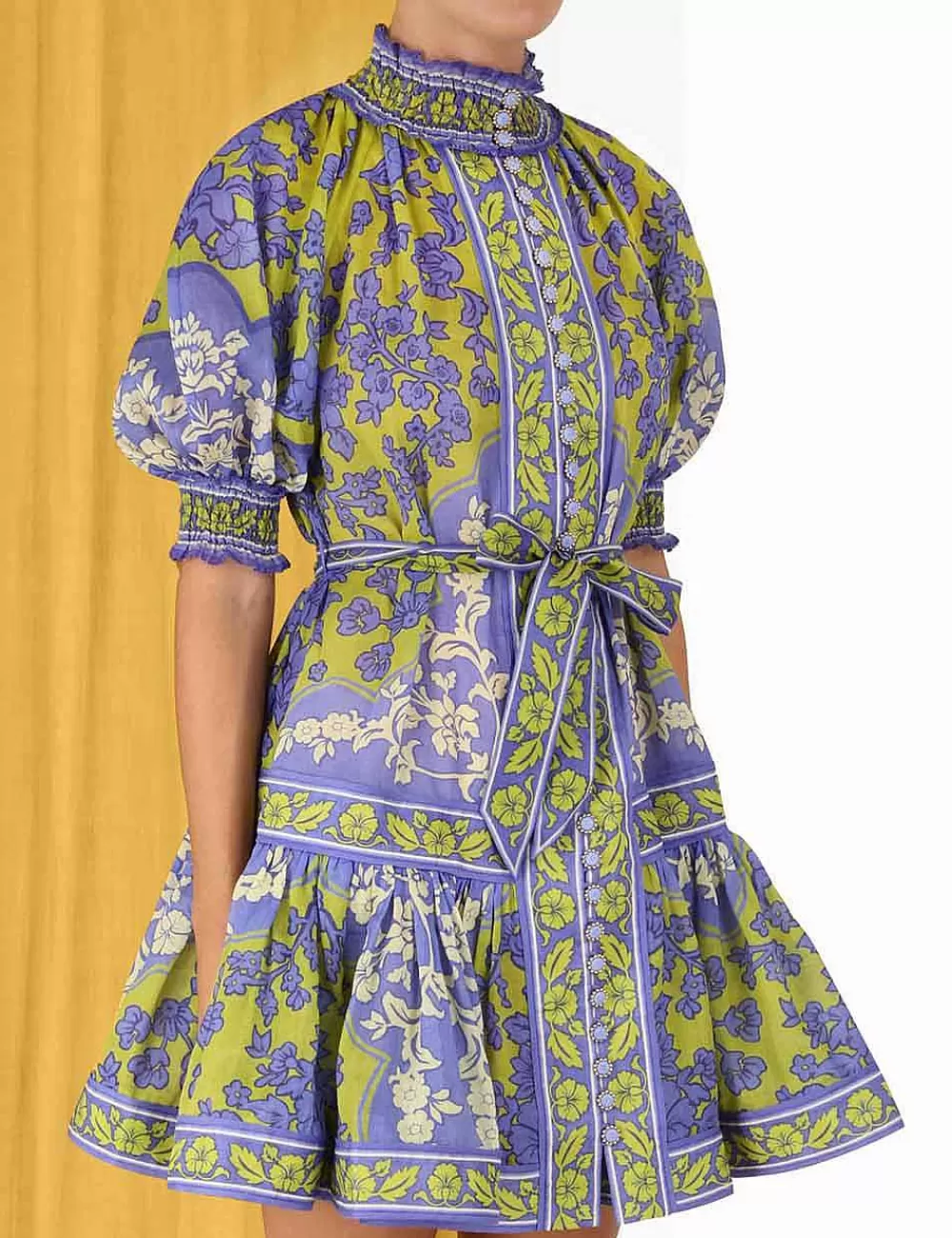 Shop ZIMMERMANN Raie Lantern Mini Dress