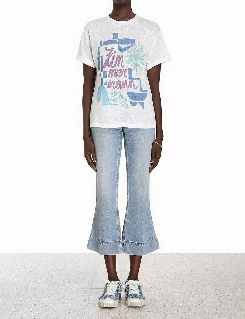 Hot ZIMMERMANN Raie Roll Sleeve Tee