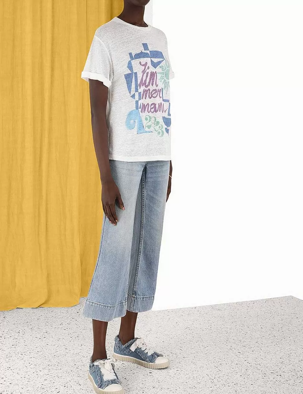 Hot ZIMMERMANN Raie Roll Sleeve Tee