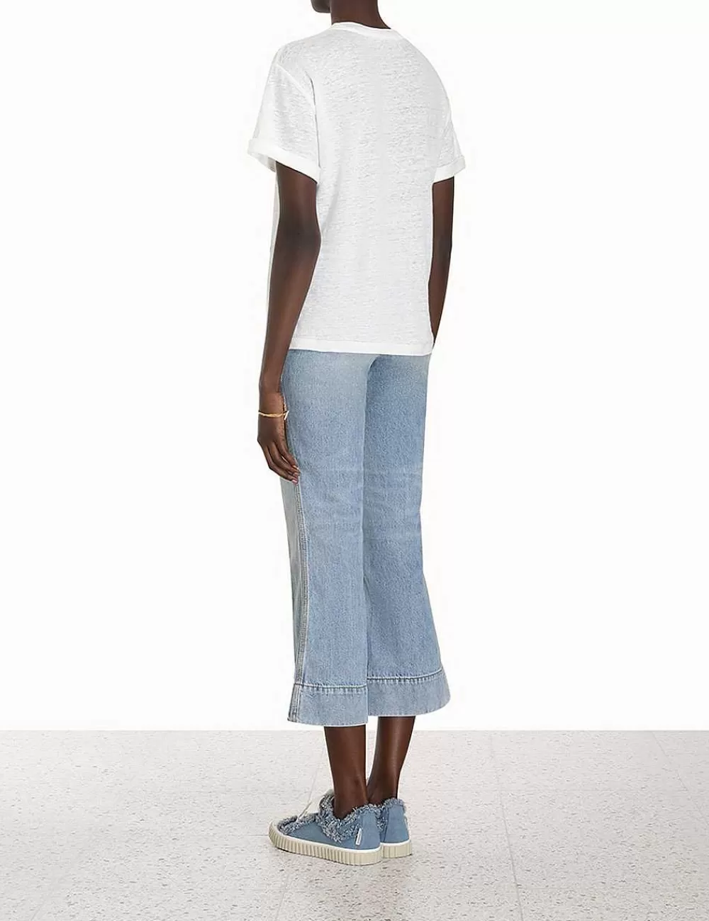 Cheap ZIMMERMANN Raie Roll Sleeve Tee