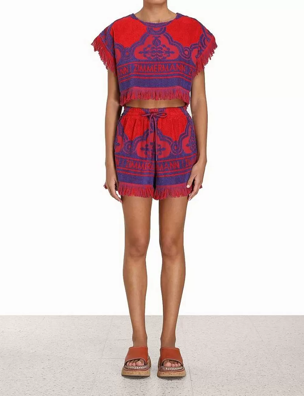 Cheap ZIMMERMANN Raie Towelling Crop