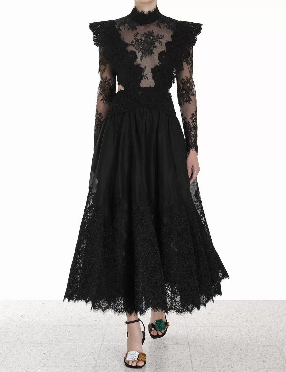 Shop ZIMMERMANN Sensory Lace Yoke Gown
